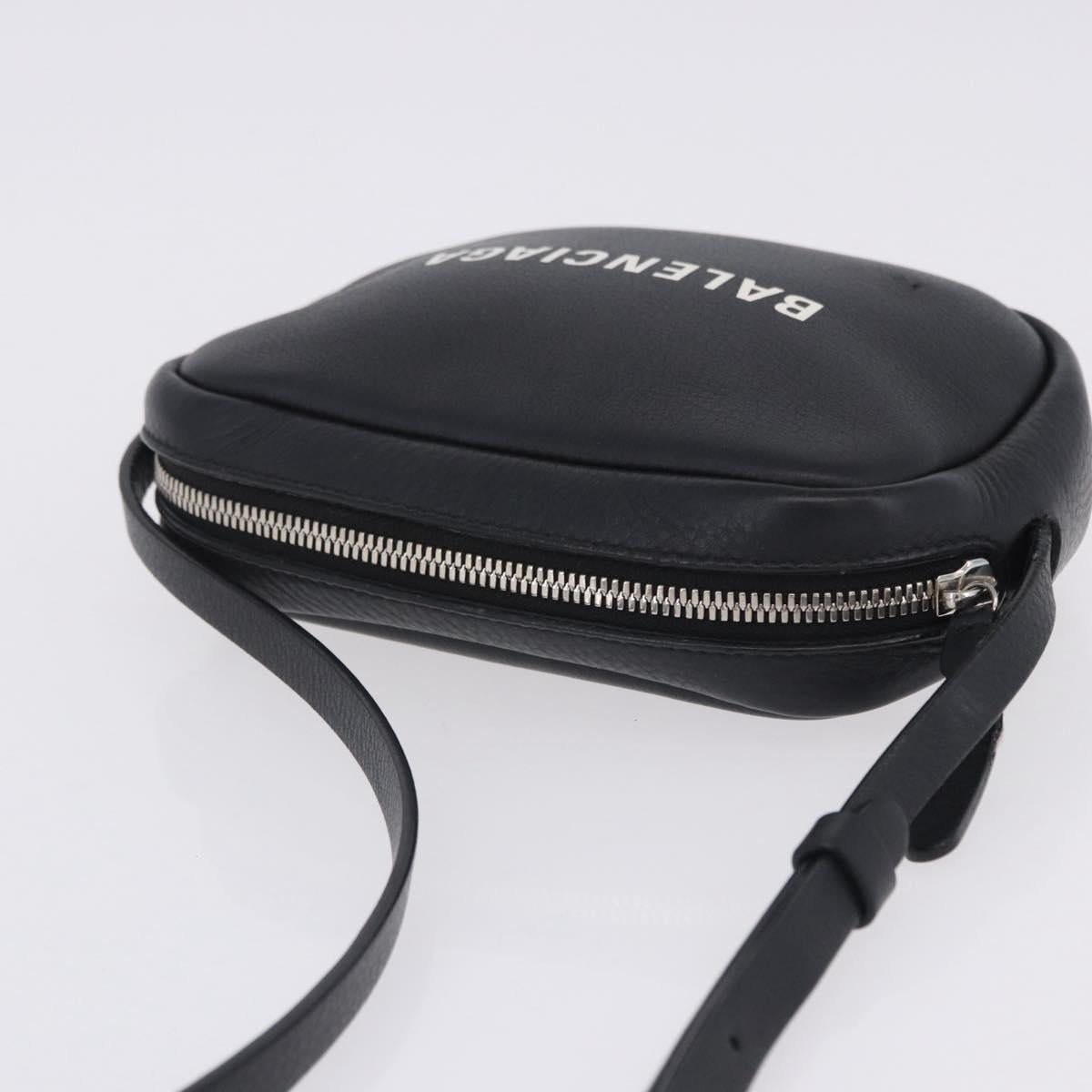 BALENCIAGA Everyday Camera Bag XS Leather Black Silver 489809 Auth 205151V