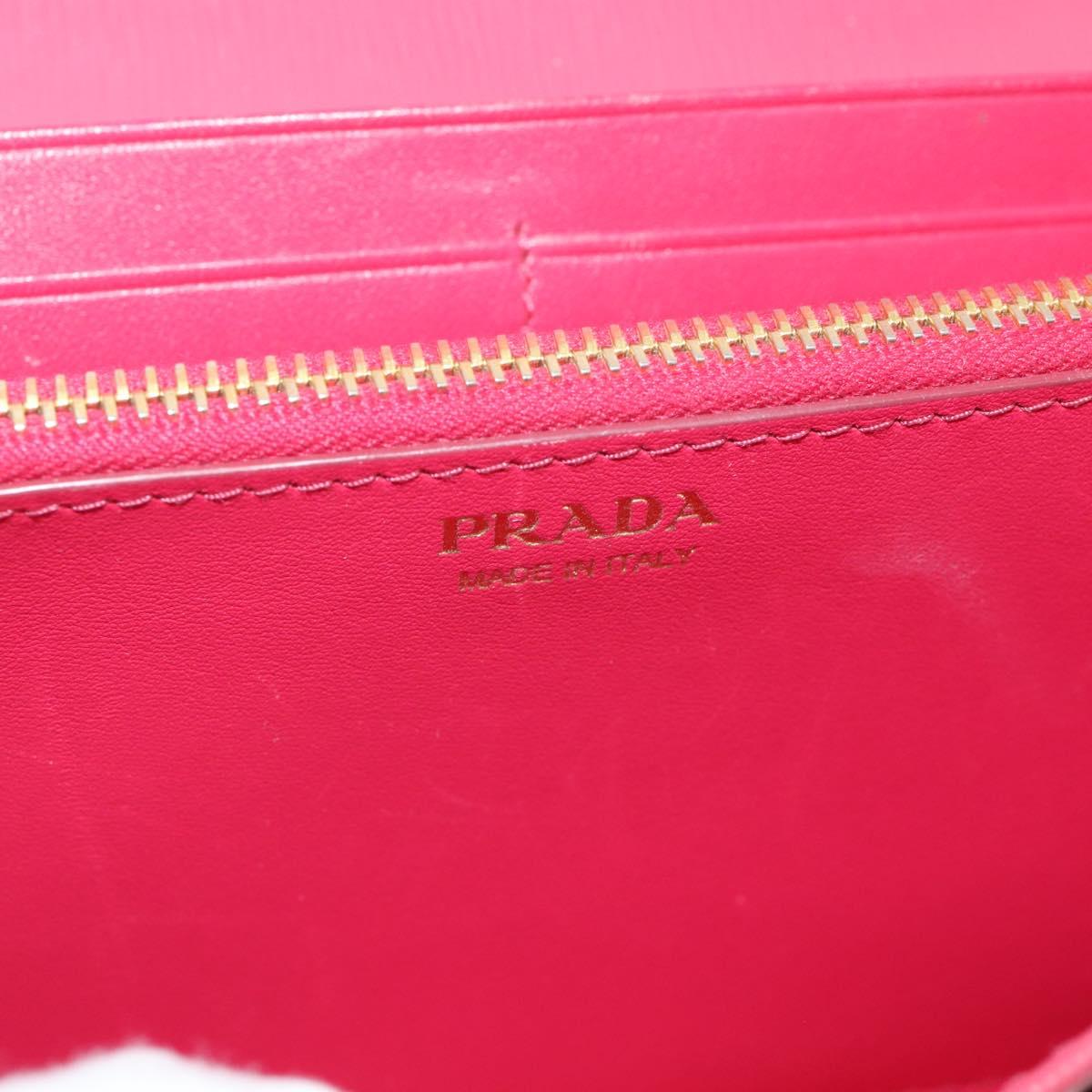 PRADA Chain Wallet Safiano Leather Pink Gold Auth 205152A