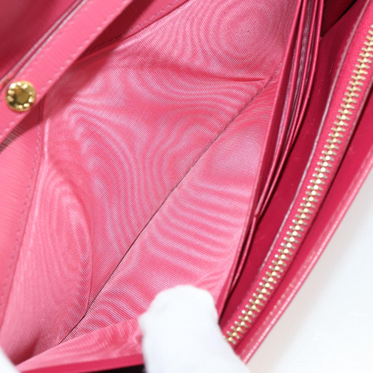 PRADA Chain Wallet Safiano Leather Pink Gold Auth 205152A