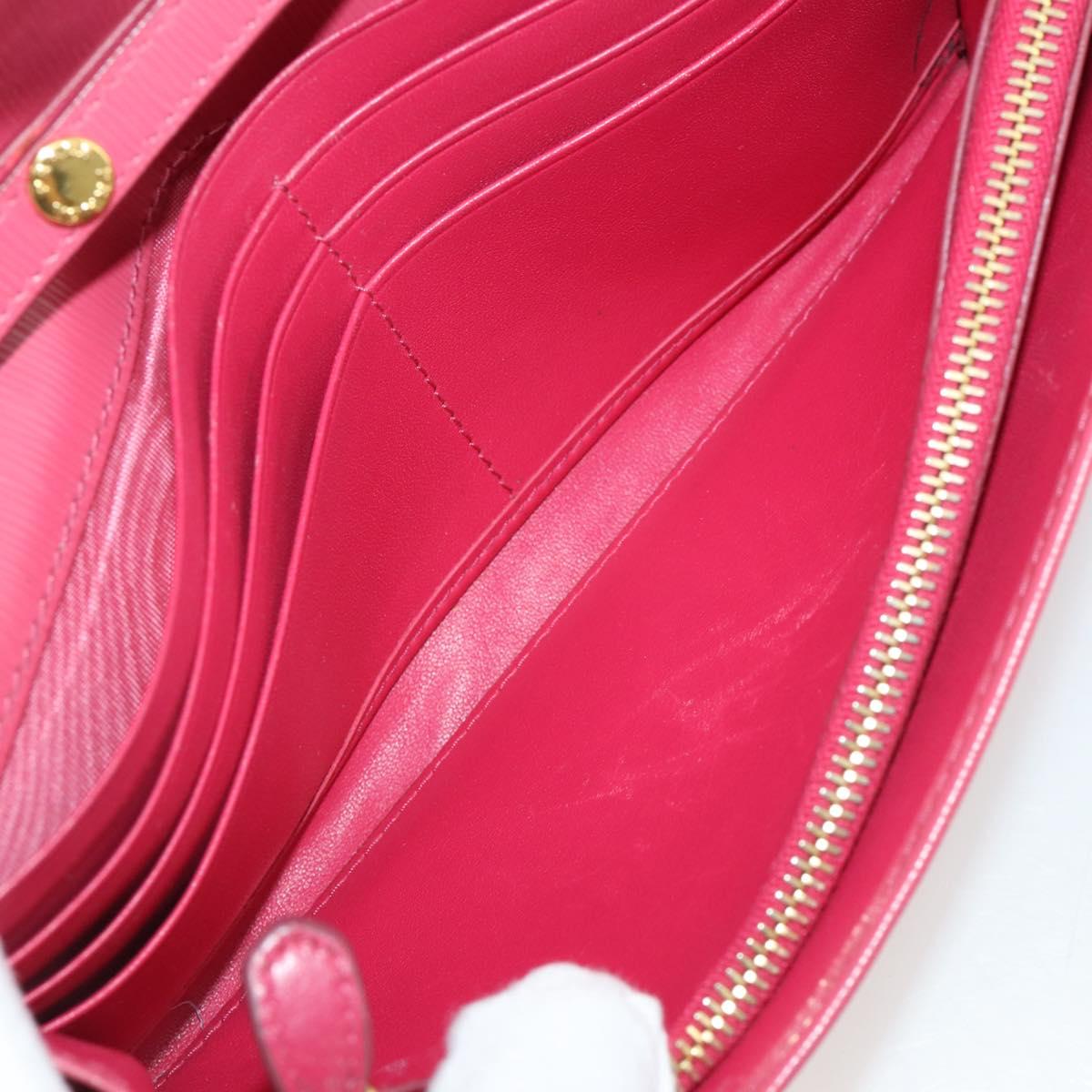 PRADA Chain Wallet Safiano Leather Pink Gold Auth 205152A