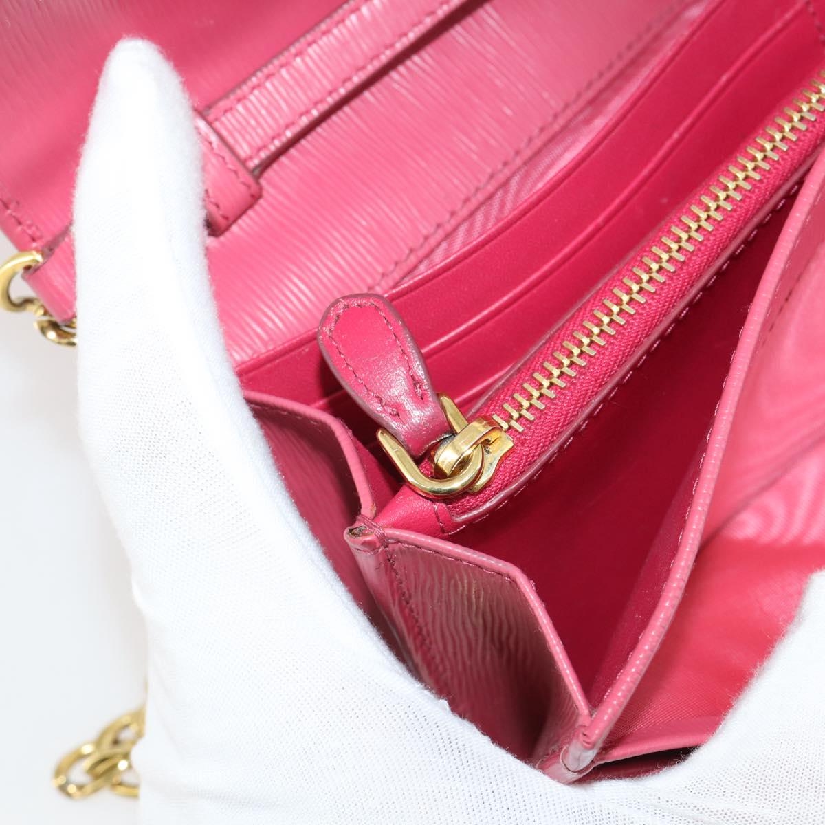 PRADA Chain Wallet Safiano Leather Pink Gold Auth 205152A