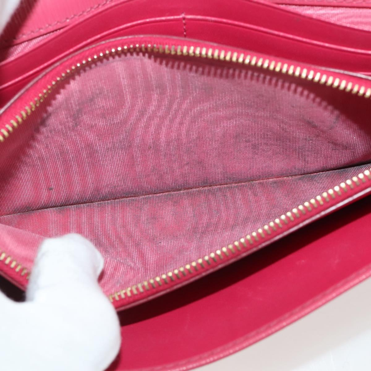 PRADA Chain Wallet Safiano Leather Pink Gold Auth 205152A
