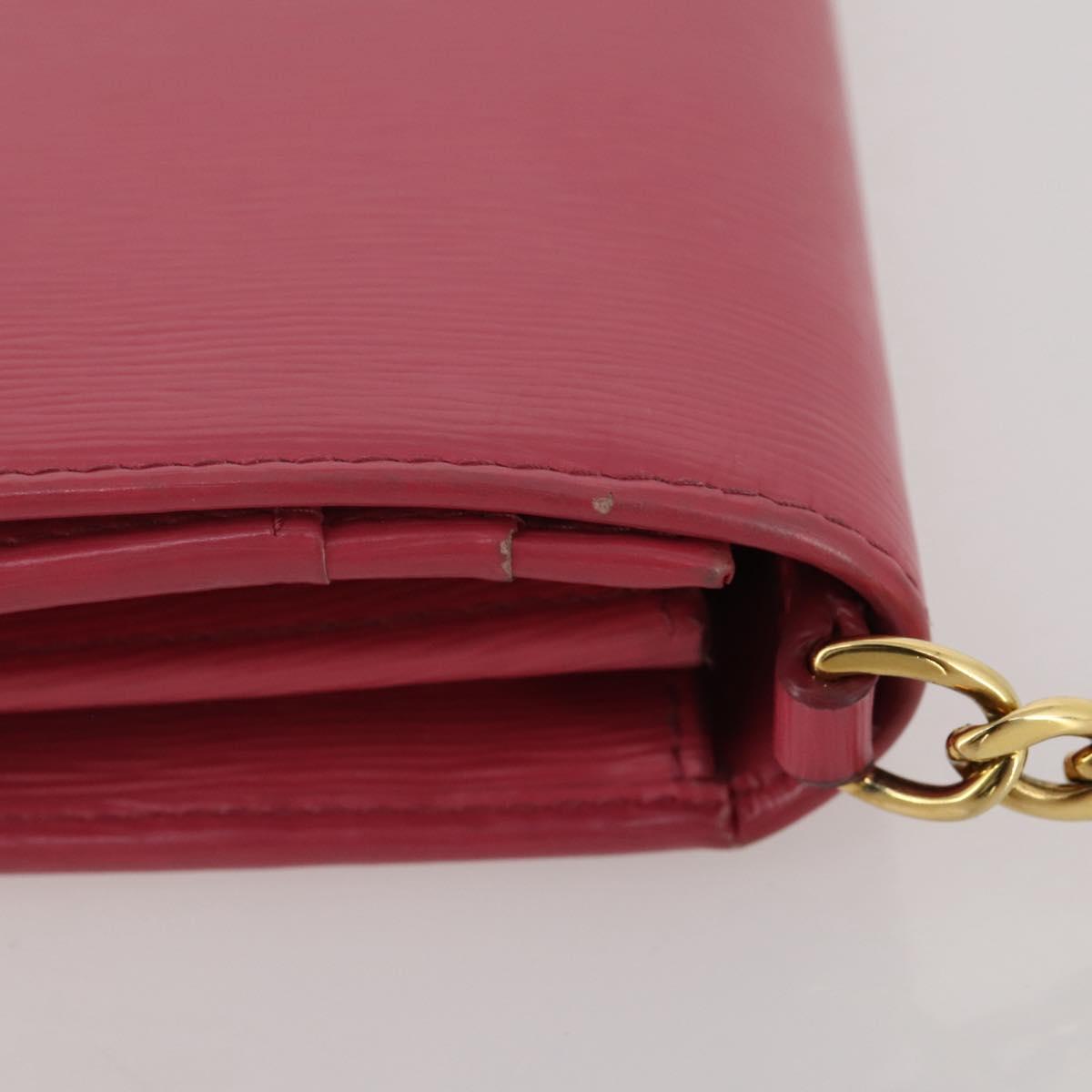 PRADA Chain Wallet Safiano Leather Pink Gold Auth 205152A