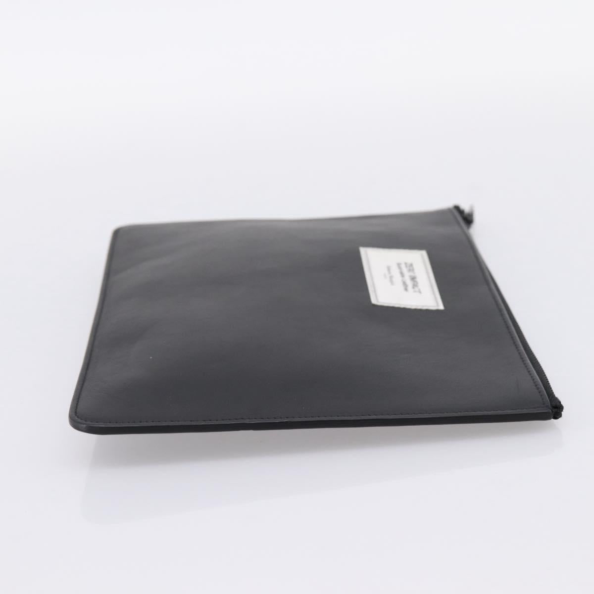 Maison Margiela Clutch Bag Leather Black Auth 205155A
