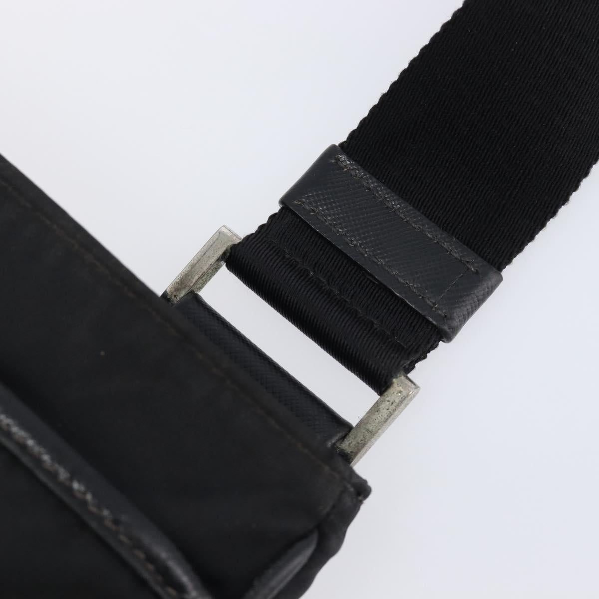 PRADA Shoulder Bag Nylon Black Silver Auth 205158