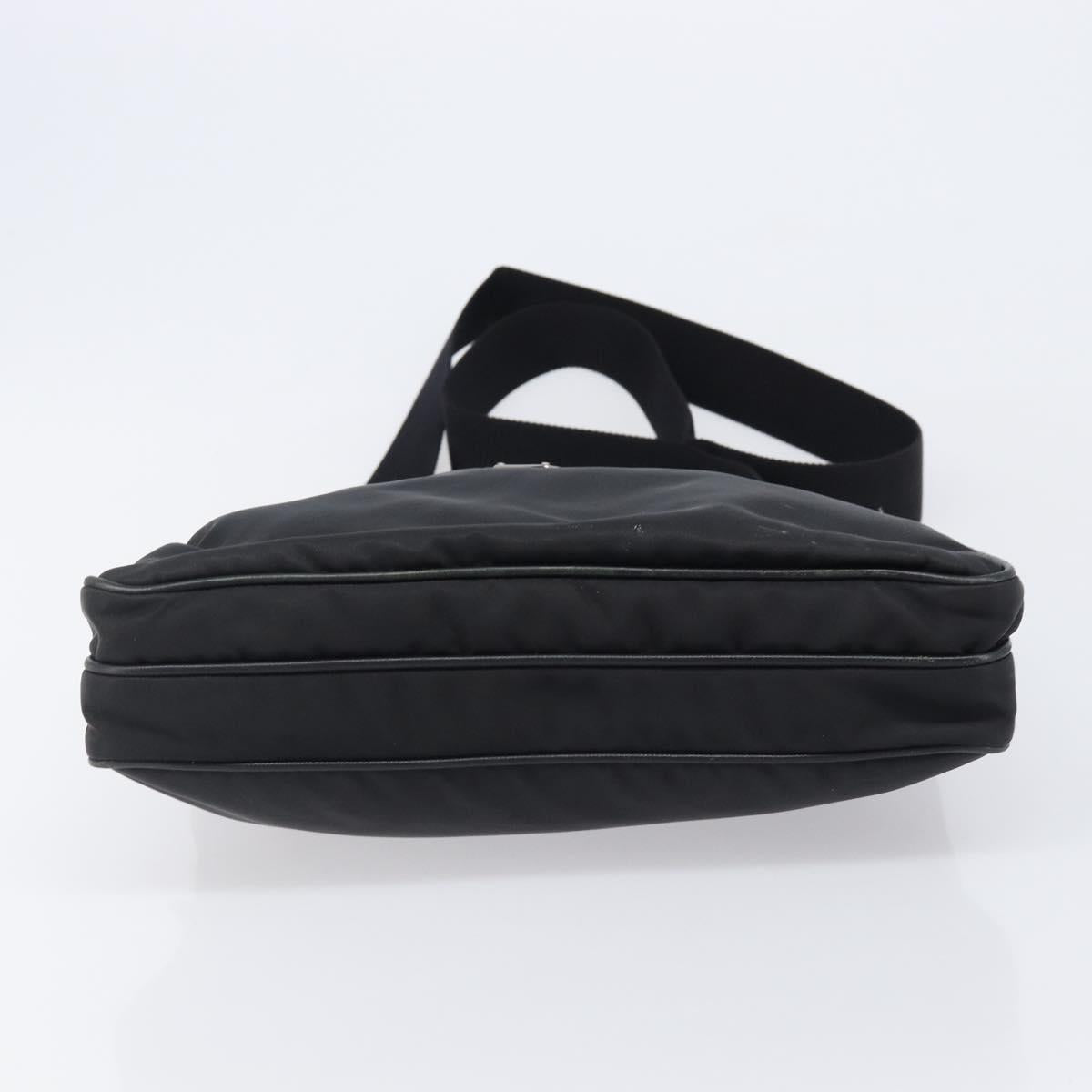PRADA Shoulder Bag Nylon Black Silver Auth 205158