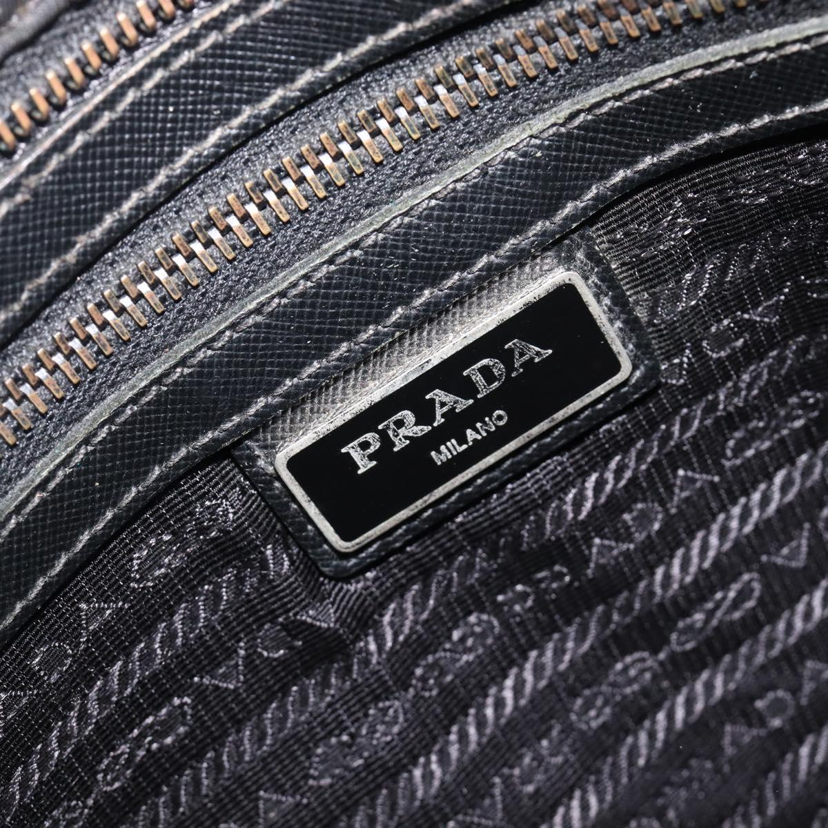 PRADA Shoulder Bag Nylon Black Silver Auth 205158