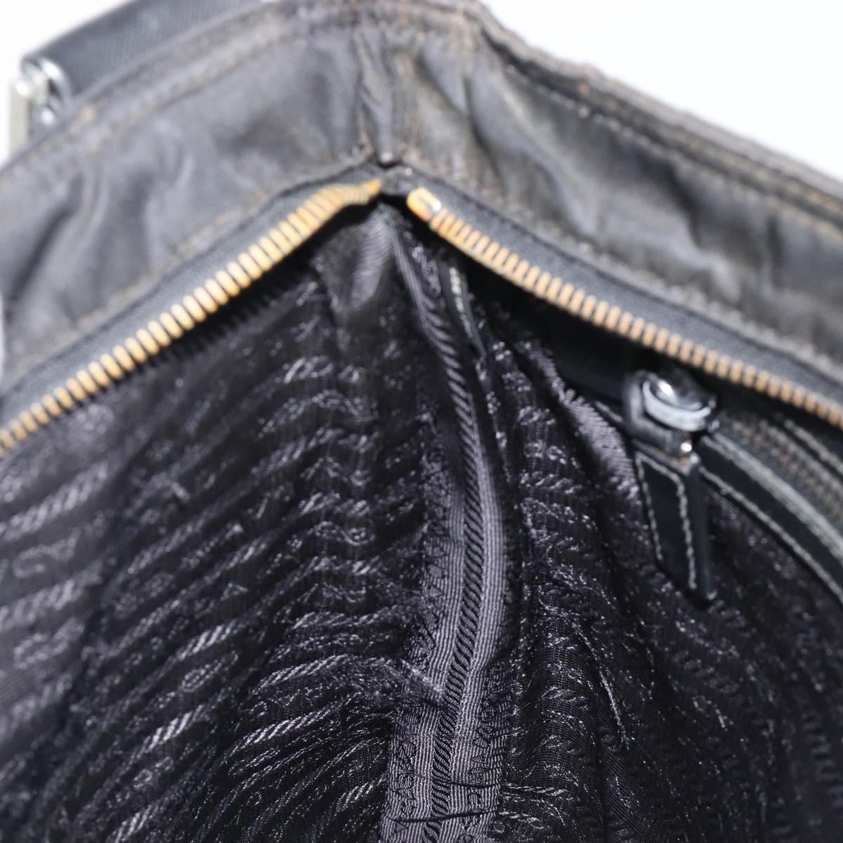 PRADA Shoulder Bag Nylon Black Silver Auth 205158