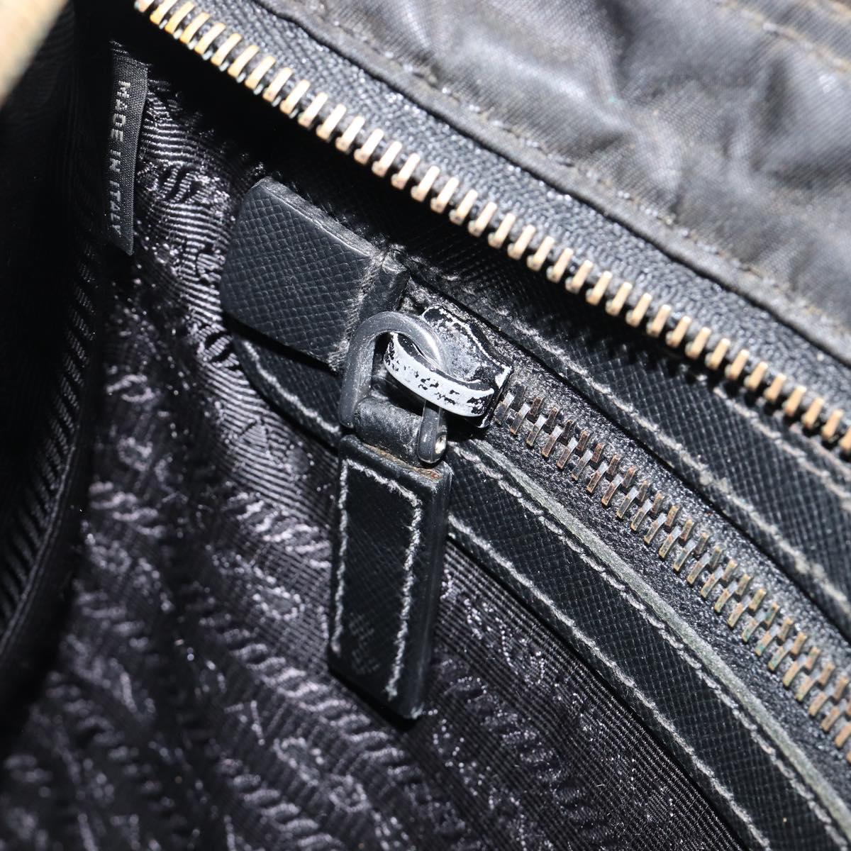 PRADA Shoulder Bag Nylon Black Silver Auth 205158