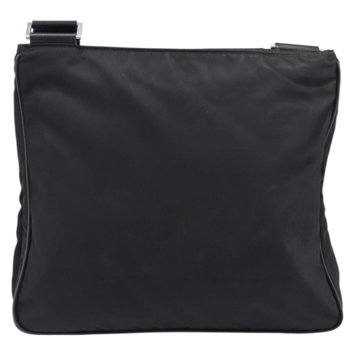 PRADA Shoulder Bag Nylon Black Silver Auth 205158