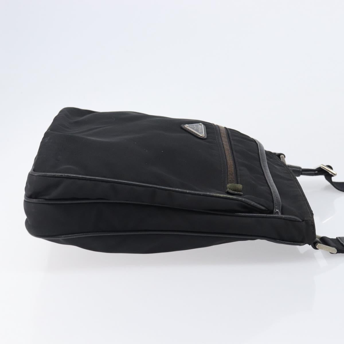 PRADA Shoulder Bag Nylon Black Silver Auth 205158
