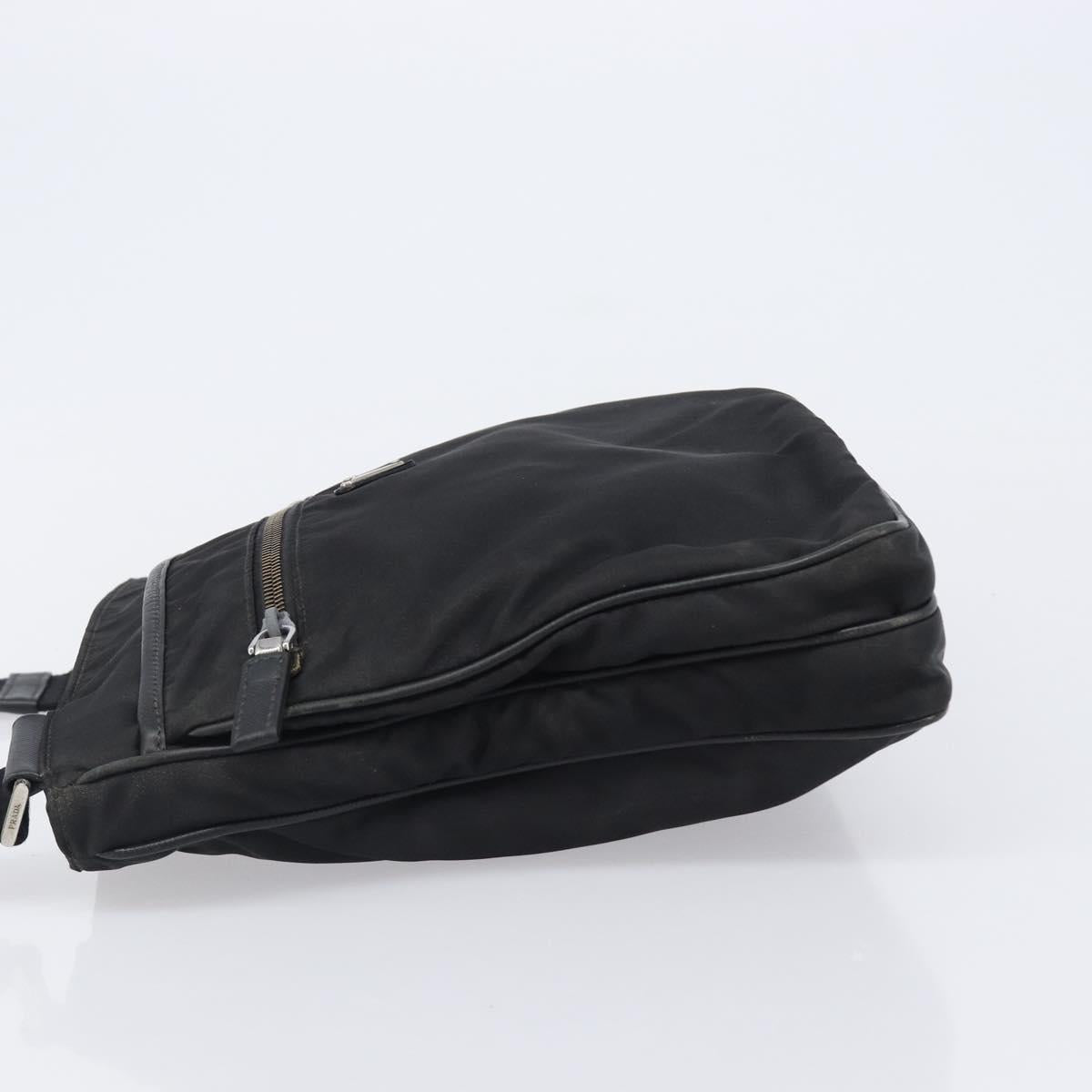 PRADA Shoulder Bag Nylon Black Silver Auth 205158