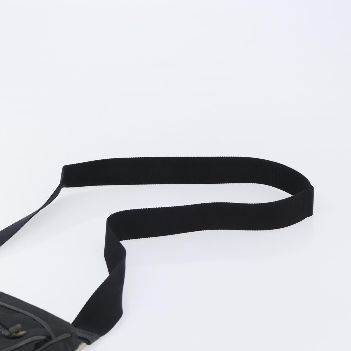 PRADA Shoulder Bag Nylon Black Silver Auth 205158
