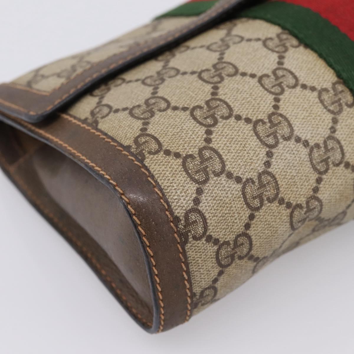 GUCCI GG Supreme Web Sherry Line Clutch Bag PVC Beige Gold 89 01 006 Auth 205159