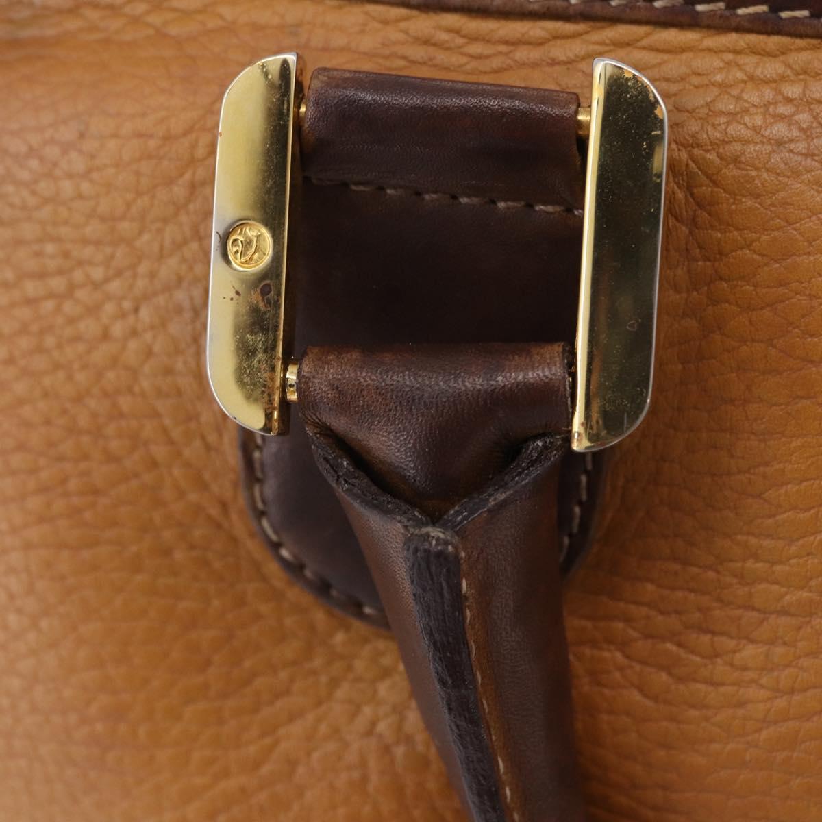 LOEWE Amazona 32 Hand Bag Leather Beige Gold Auth 205160