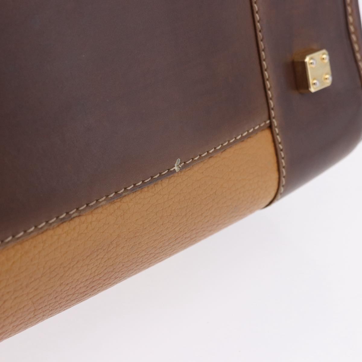 LOEWE Amazona 32 Hand Bag Leather Beige Gold Auth 205160