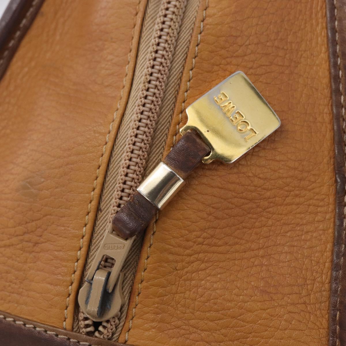 LOEWE Amazona 32 Hand Bag Leather Beige Gold Auth 205160