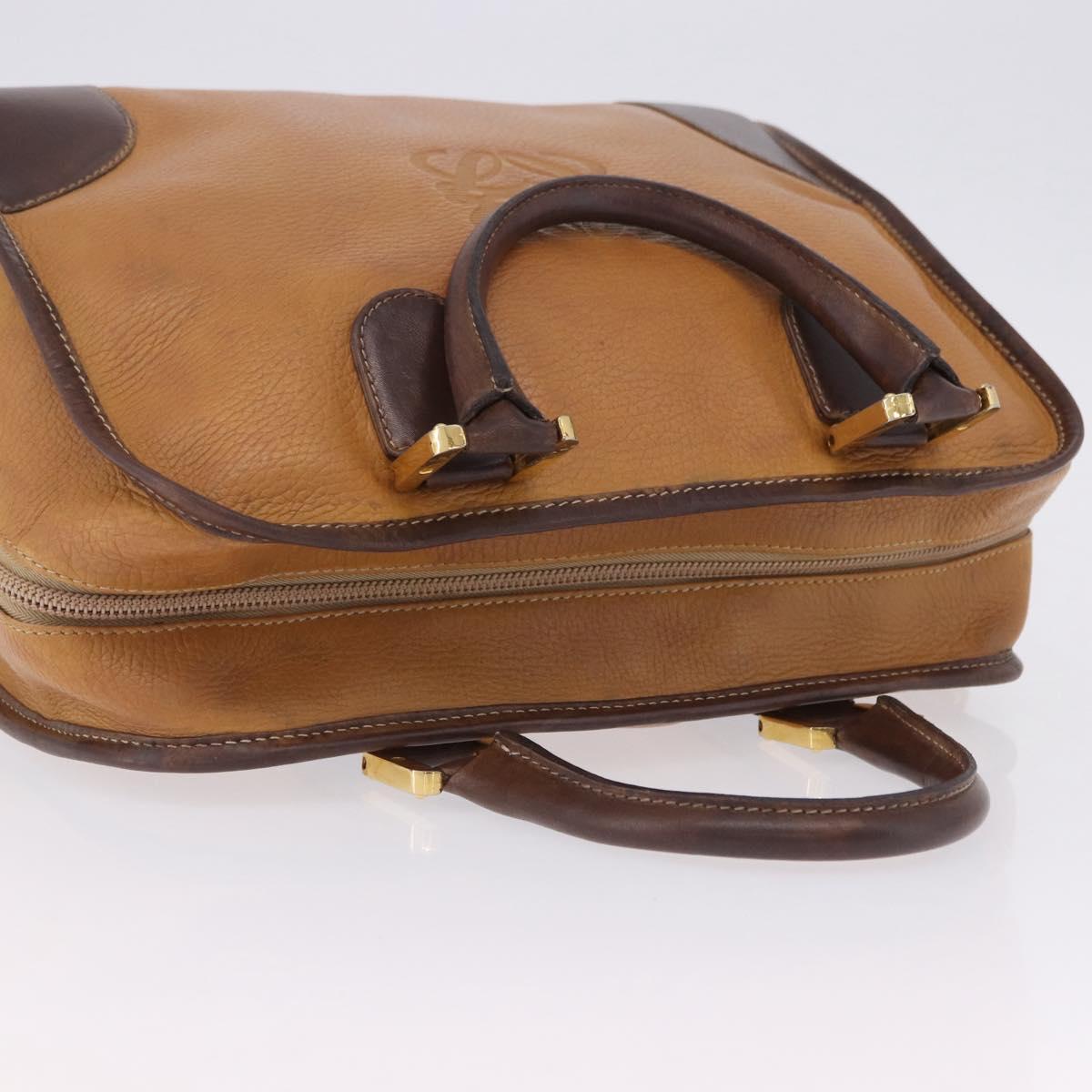 LOEWE Amazona 32 Hand Bag Leather Beige Gold Auth 205160