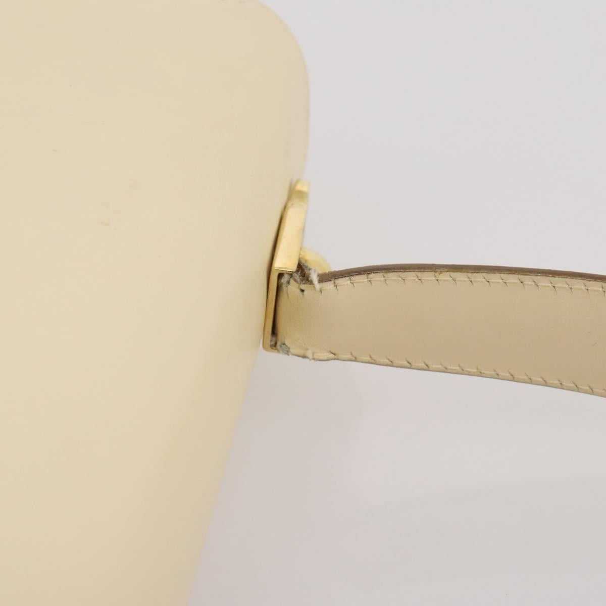 Salvatore Ferragamo Gancini Hand Bag Leather White Gold Auth 205161