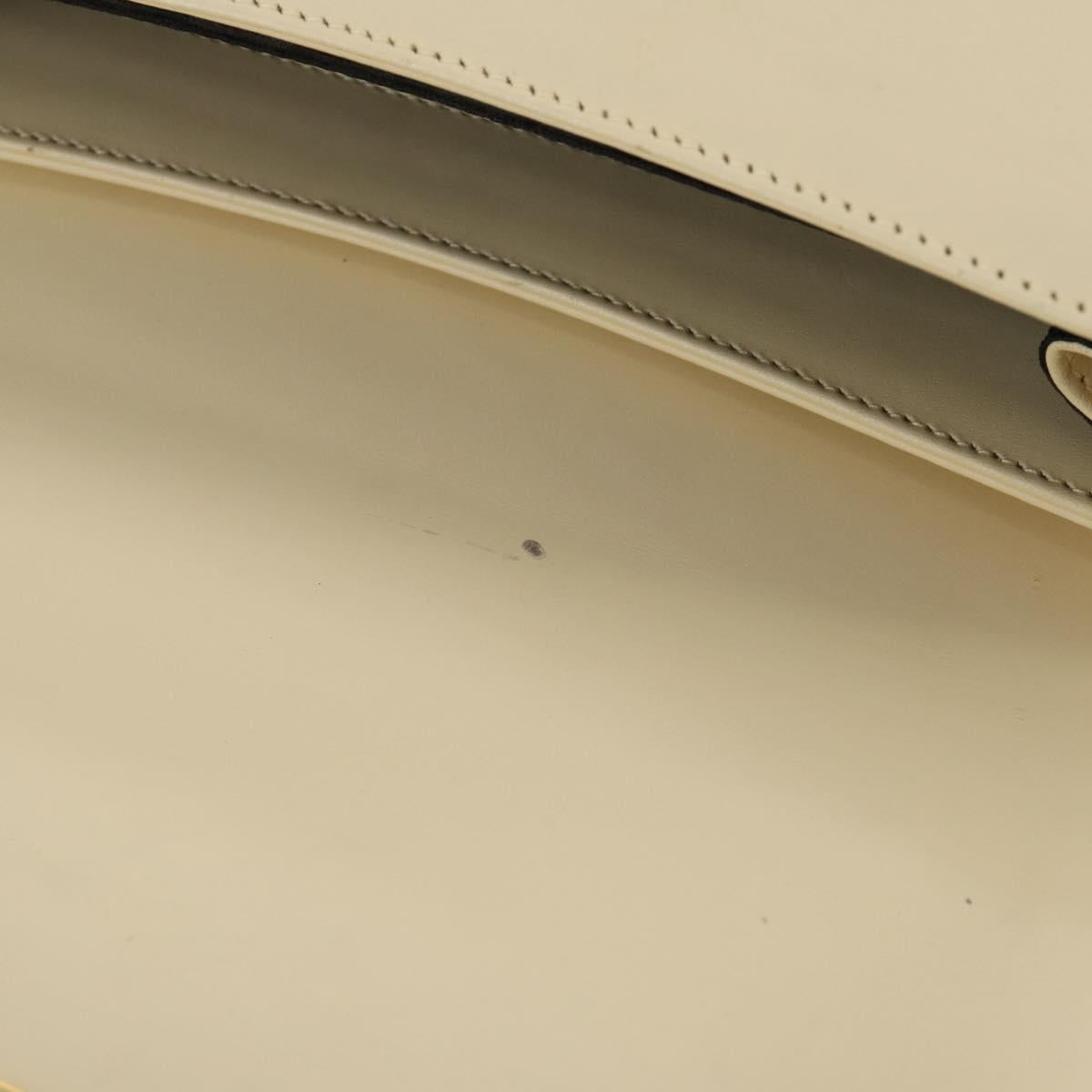 Salvatore Ferragamo Gancini Hand Bag Leather White Gold Auth 205161