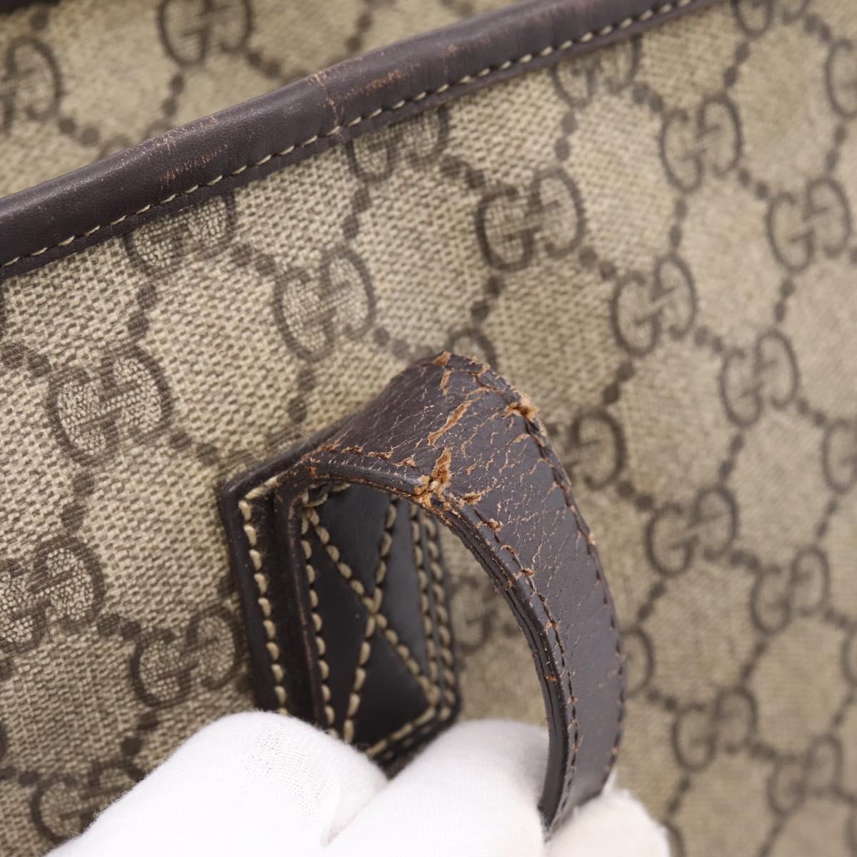 GUCCI GG Supreme Tote Bag PVC Beige 211137 Auth 205165