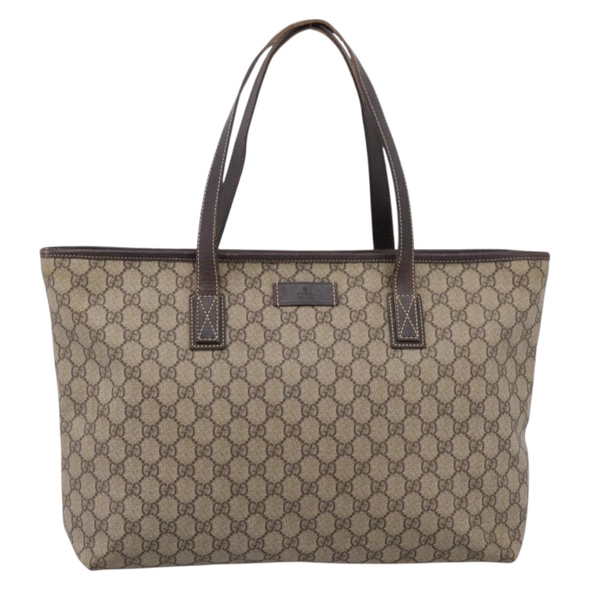 GUCCI GG Supreme Tote Bag PVC Beige 211137 Auth 205165