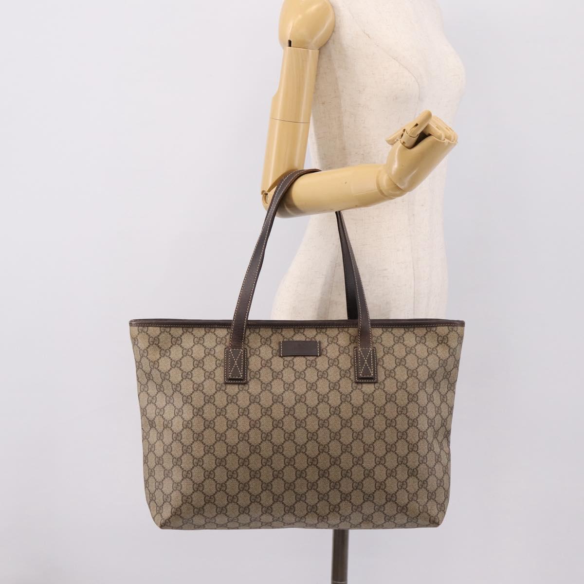 GUCCI GG Supreme Tote Bag PVC Beige 211137 Auth 205165