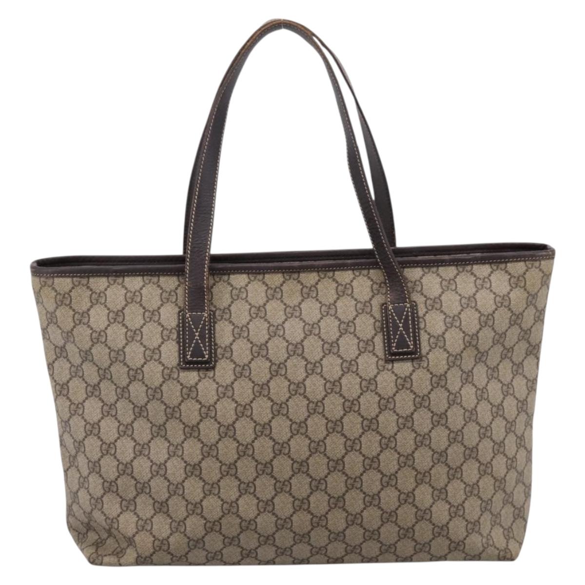GUCCI GG Supreme Tote Bag PVC Beige 211137 Auth 205165