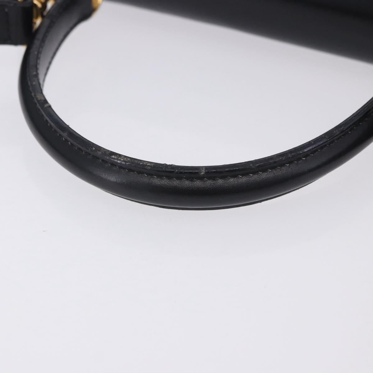 GUCCI Hand Bag Leather 2way Black Gold 000 23 0258 Auth 205166