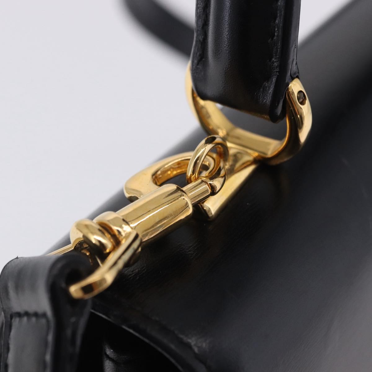 GUCCI Hand Bag Leather 2way Black Gold 000 23 0258 Auth 205166