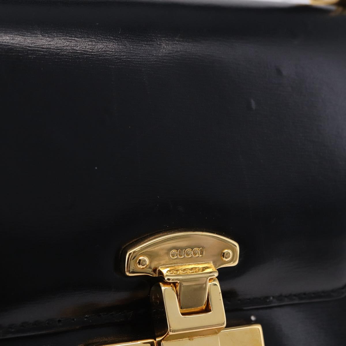GUCCI Hand Bag Leather 2way Black Gold 000 23 0258 Auth 205166