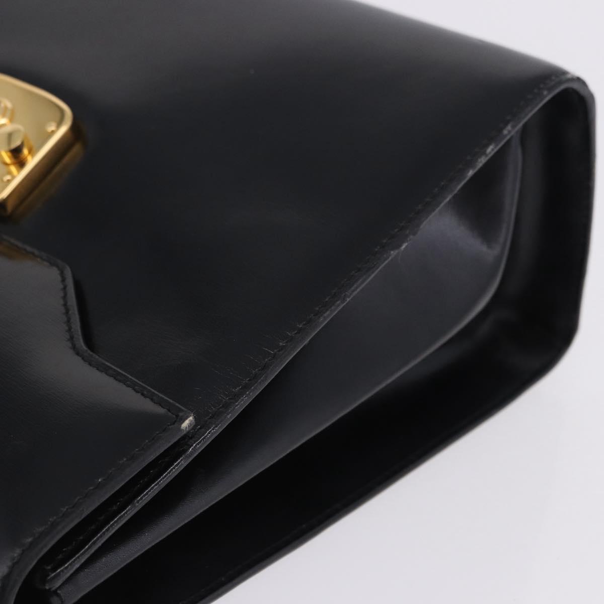 GUCCI Hand Bag Leather 2way Black Gold 000 23 0258 Auth 205166