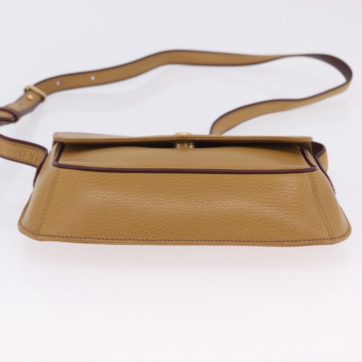 CARTIER Must Line Shoulder Bag Leather Beige Gold Auth 205170A