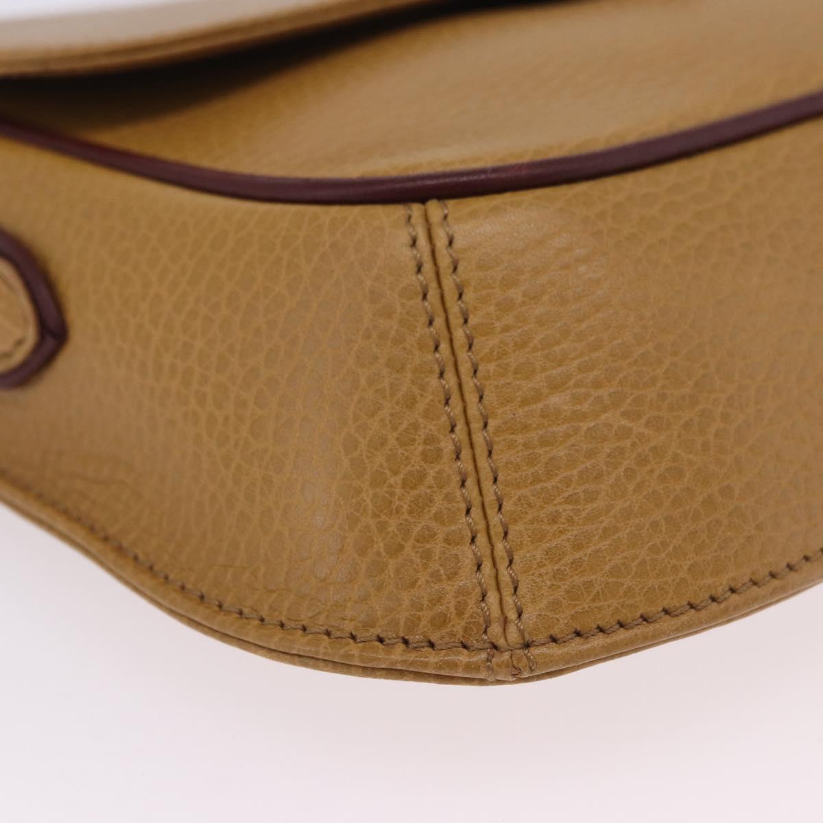 CARTIER Must Line Shoulder Bag Leather Beige Gold Auth 205170A