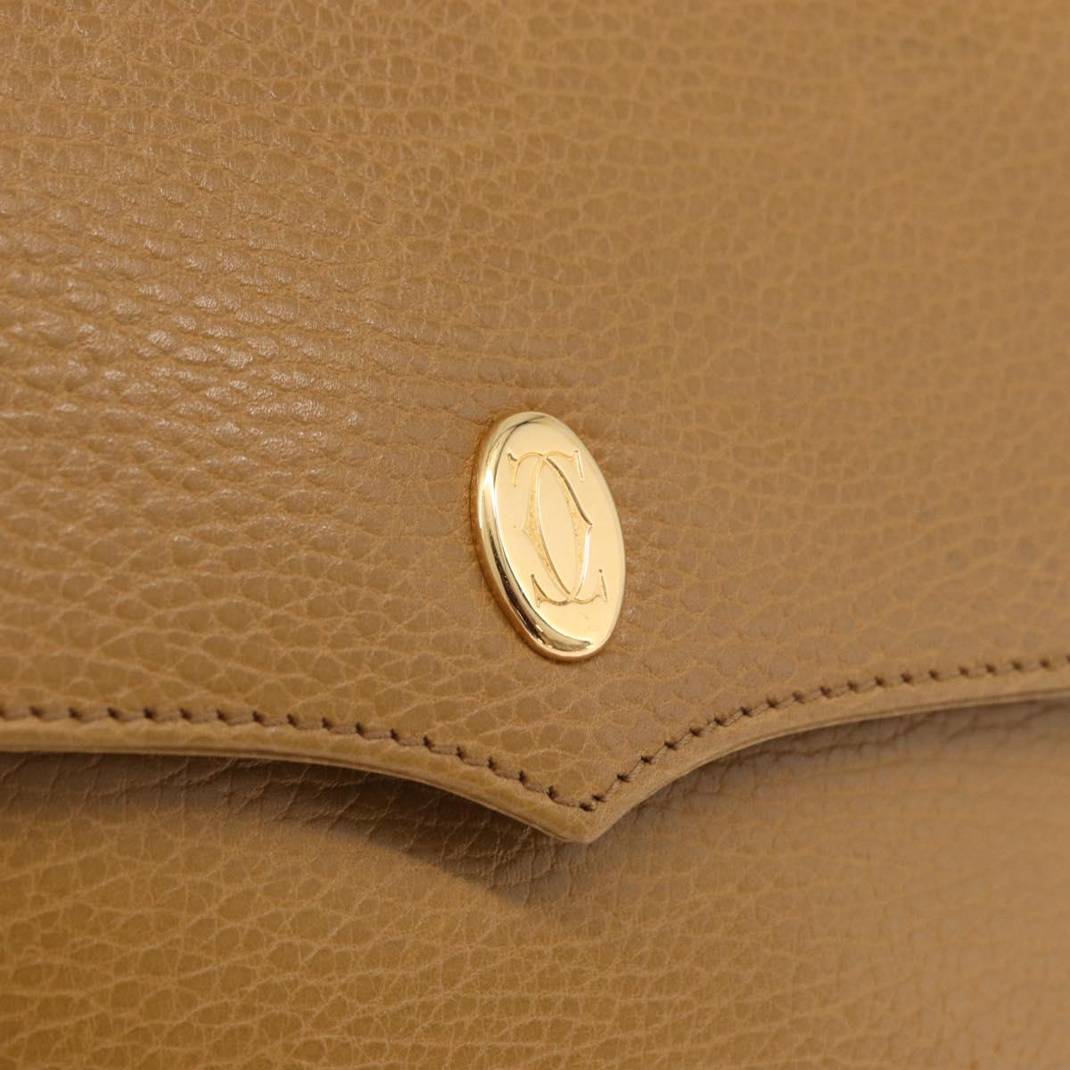 CARTIER Must Line Shoulder Bag Leather Beige Gold Auth 205170A