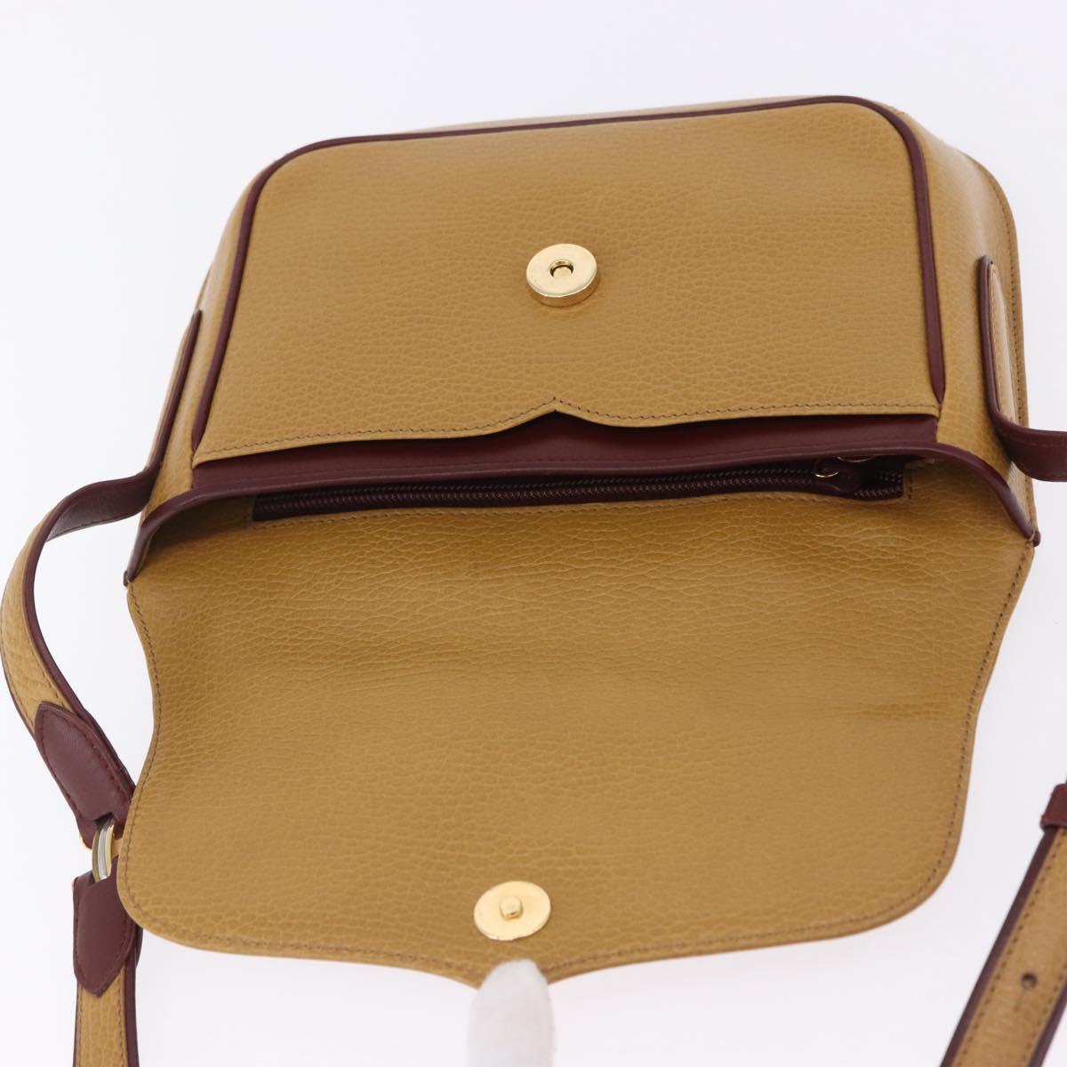 CARTIER Must Line Shoulder Bag Leather Beige Gold Auth 205170A