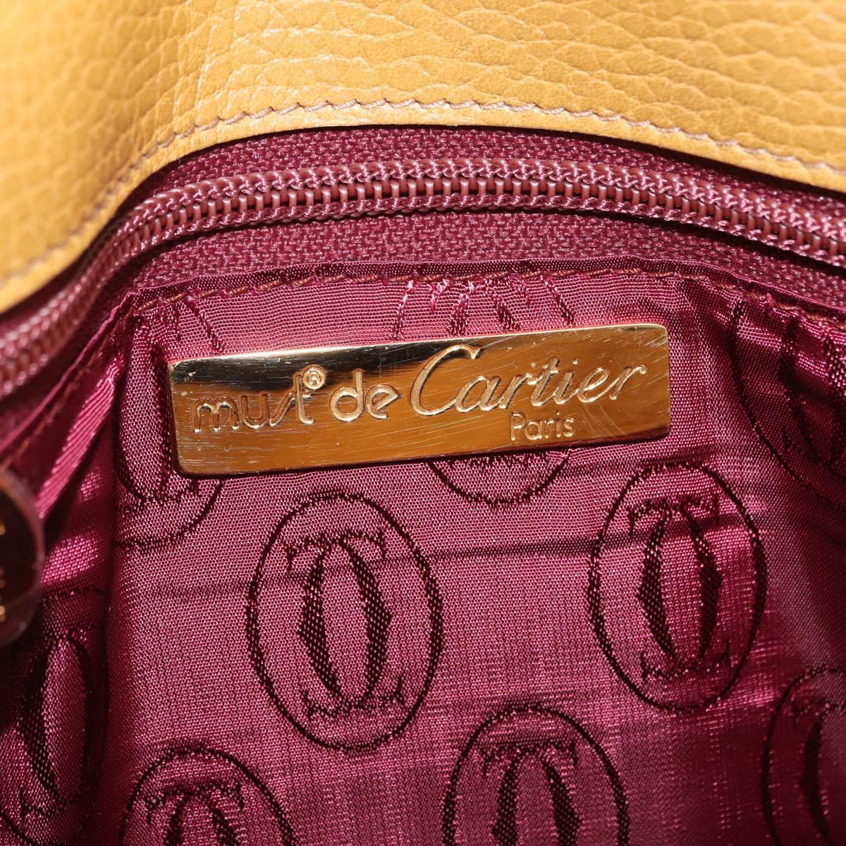 CARTIER Must Line Shoulder Bag Leather Beige Gold Auth 205170A