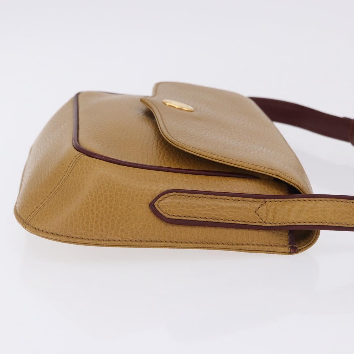 CARTIER Must Line Shoulder Bag Leather Beige Gold Auth 205170A