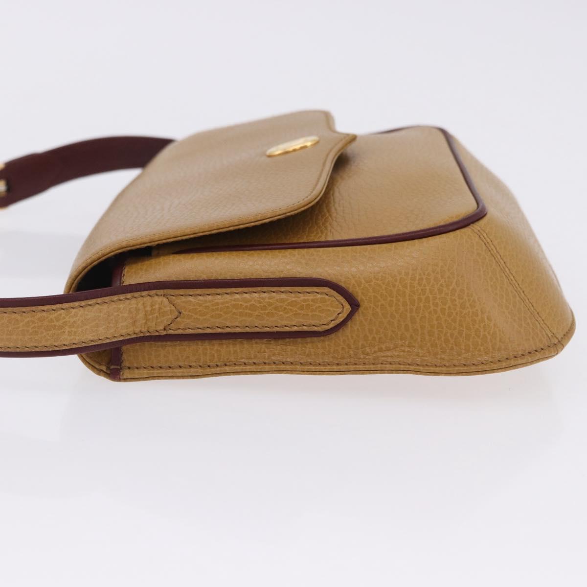 CARTIER Must Line Shoulder Bag Leather Beige Gold Auth 205170A