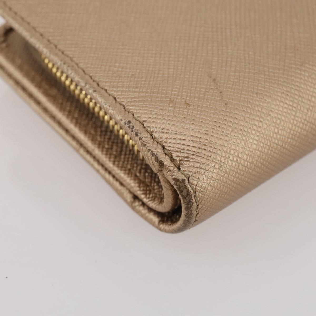 PRADA Bifold Wallet Safiano Leather Gold Auth 205174A