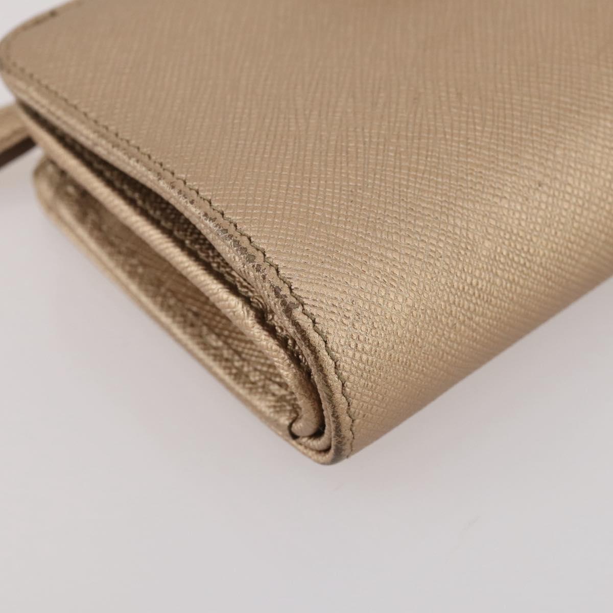 PRADA Bifold Wallet Safiano Leather Gold Auth 205174A
