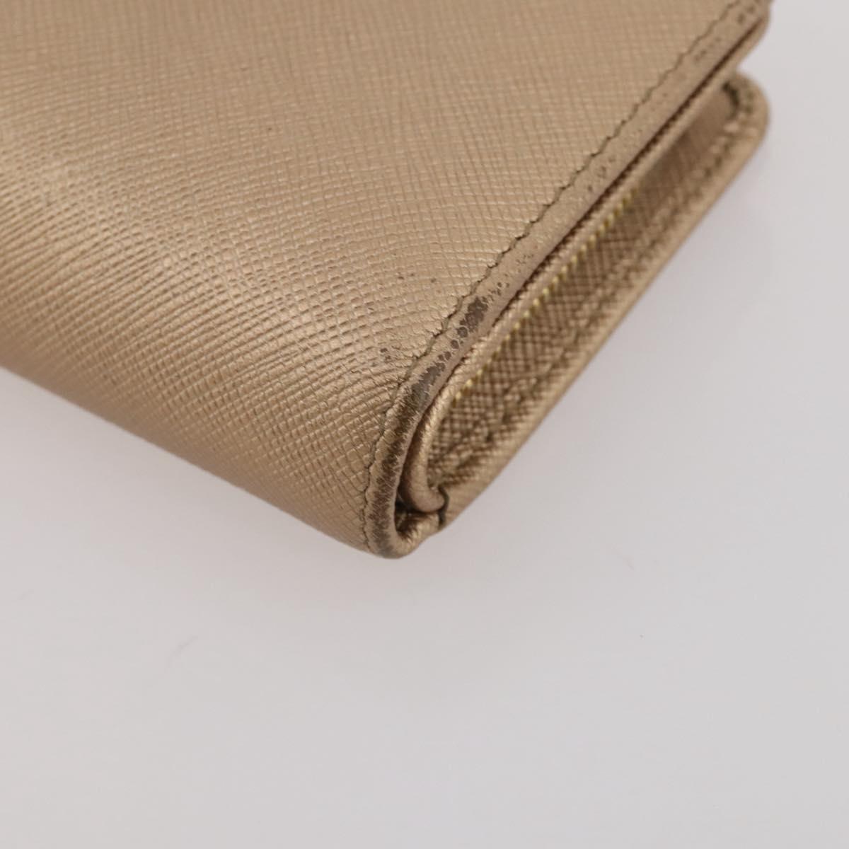 PRADA Bifold Wallet Safiano Leather Gold Auth 205174A