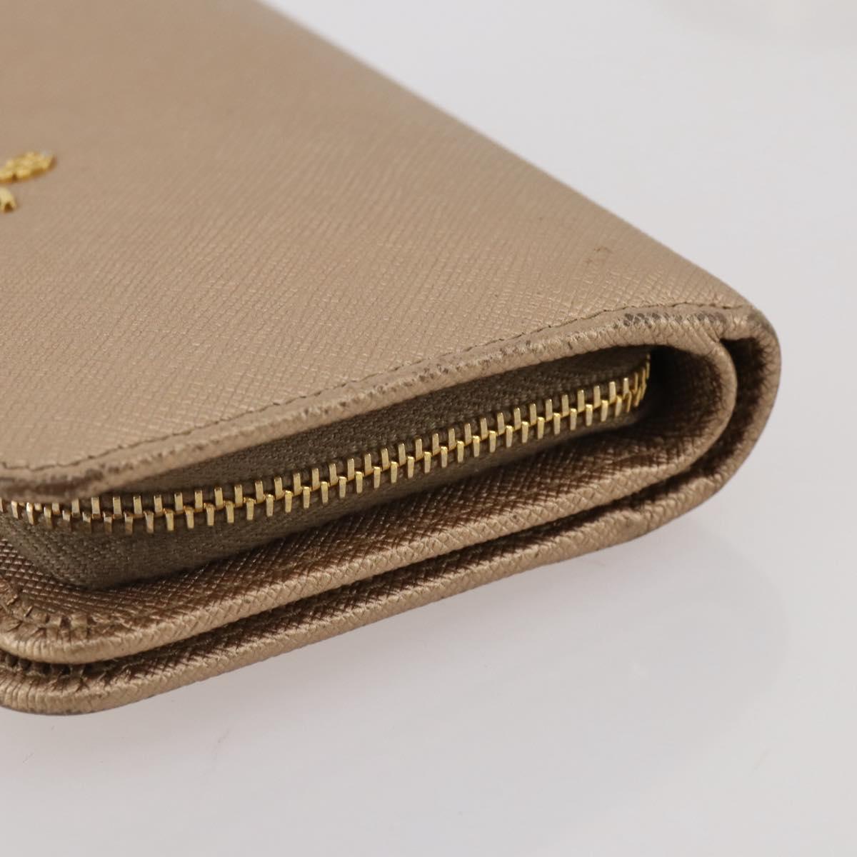 PRADA Bifold Wallet Safiano Leather Gold Auth 205174A