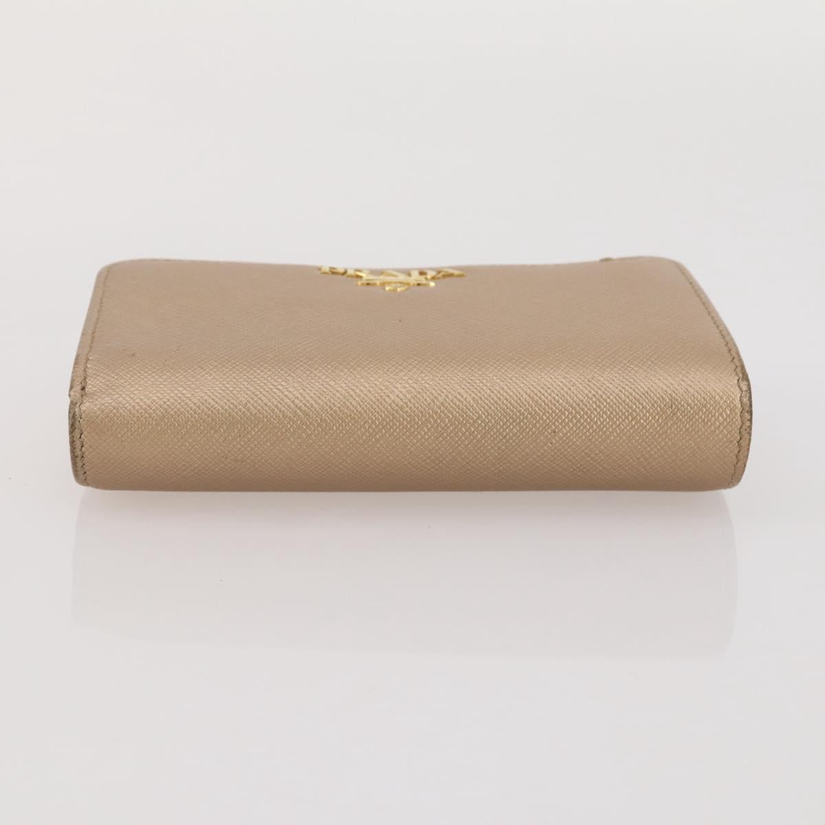 PRADA Bifold Wallet Safiano Leather Gold Auth 205174A