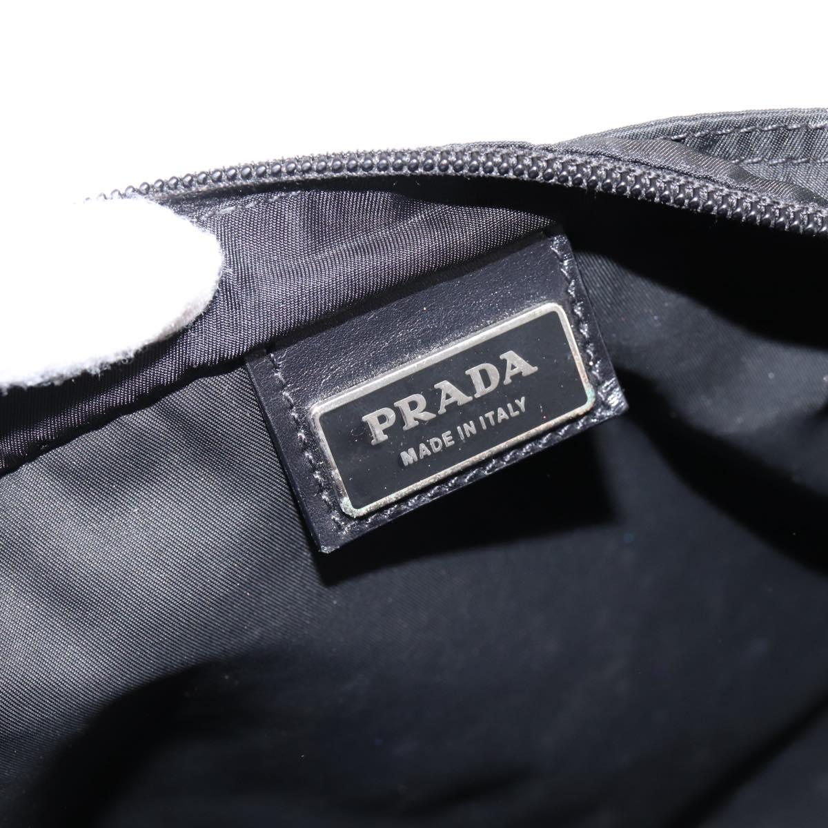 PRADA Shoulder Bag Nylon Black Silver Auth 205175A
