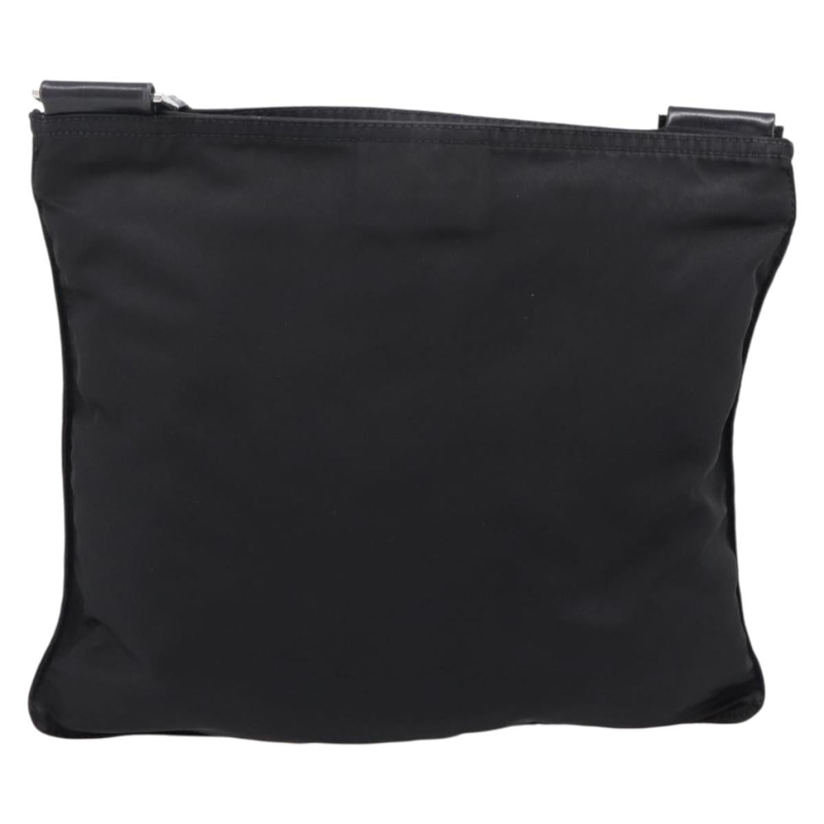 PRADA Shoulder Bag Nylon Black Silver Auth 205175A