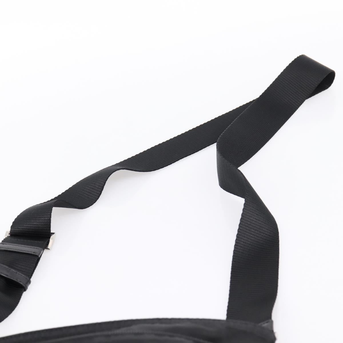 PRADA Shoulder Bag Nylon Black Silver Auth 205175A