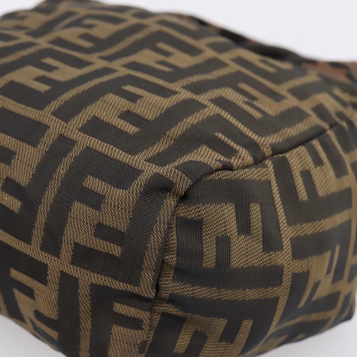 FENDI Zucca Canvas Hand Pouch Black Brown Auth 205177