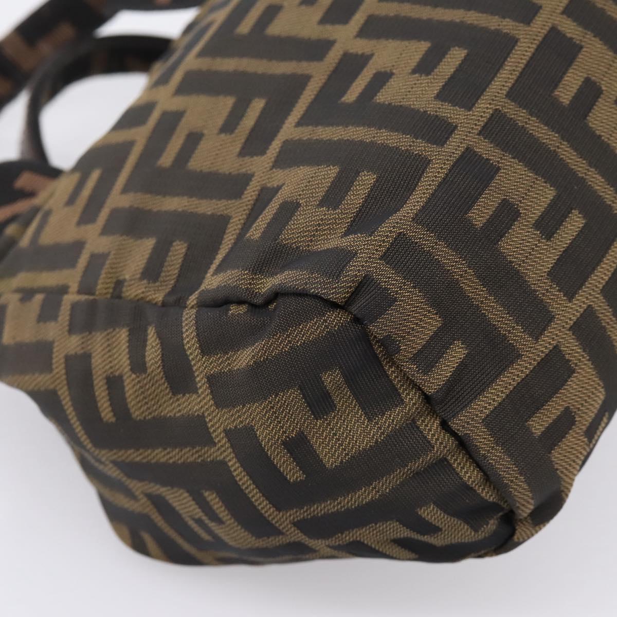 FENDI Zucca Canvas Hand Pouch Black Brown Auth 205177