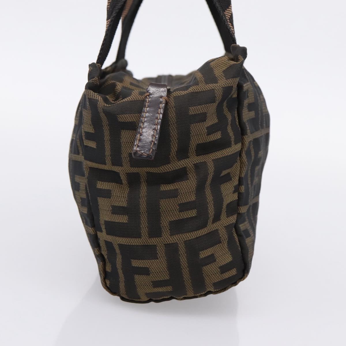 FENDI Zucca Canvas Hand Pouch Black Brown Auth 205177